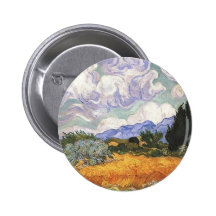 Wheat Field with Cypresses Pinback Button