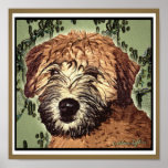 WHEATEN TERRIER: WET PUPPY (Green Bkgd) posters