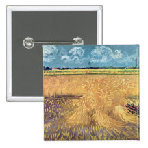 Wheatfield with Sheaves, 1888 Pinback Button