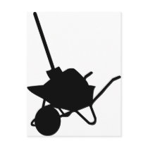 wheelbarrow and shovel postcard