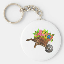 Wheelbarrow Full of Flowers Key Chains