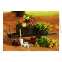 Wheelbarrow of Flowers Card