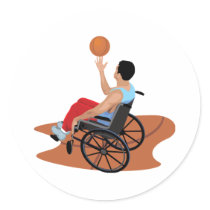 wheelchair basketball round stickers