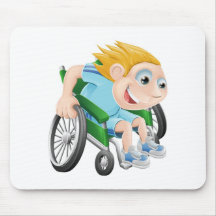 Wheelchair racing cartoon man mouse mat
