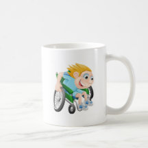 Wheelchair racing cartoon man mugs
