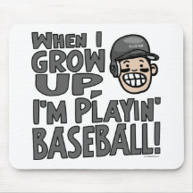 When I Grow Up I'm Playing Baseball Black Helmet Mousepads