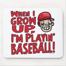 When I Grow Up I'm Playing Baseball Red Helmet Mousepads