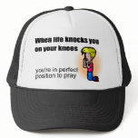 When life knocks you on your knees Christian hats