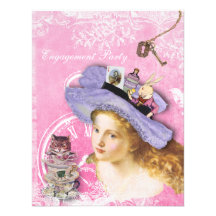 Whimsical Alice in Wonderland Engagement Party Invites