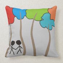 Whimsical Artsy Tree Decorative Pillow "Together'