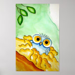 WHIMSICAL BABY BLUE OWL 1 Poster