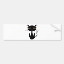 Whimsical Black Cat Bumper Sticker