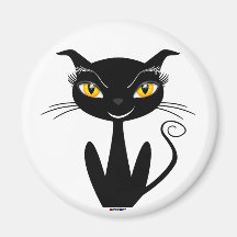 Whimsical Black Cat Magnet