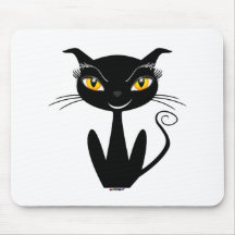 Whimsical Black Cat Mousepad