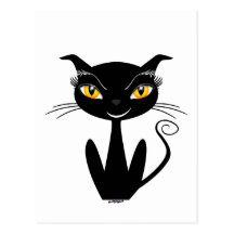 Whimsical Black Cat Postcards