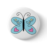 Whimsical Blue Butterfly with heart Wings buttons
