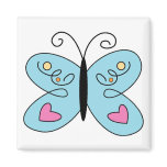 Whimsical Blue Butterfly with heart Wings magnets