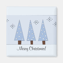 Whimsical Blue ChristmasTrees Magnet