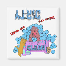 Whimsical Cat And Dog Lovers Dishwasher Magnet