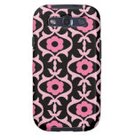 whimsical chic pink flower damask on black samsung galaxy s3 cover