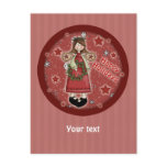 Whimsical Christmas angel and wreath Post Card
