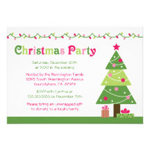 Whimsical christmas tree lights party invitation