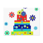 Whimsical Colourful Birthday Cake Design postcards