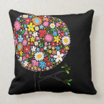 Whimsical Colourful Spring Flowers Garden Pop Tree Throw Pillows