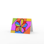 Whimsical Cubism Flower Note Card with Background