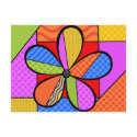 Whimsical Cubism Flower Postcard with Background