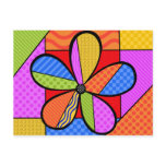 Whimsical Cubism Flower Postcard with Background