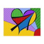 Whimsical Cubism Heart Postcard with Background