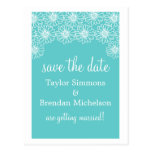 Whimsical Daisies Save the Date Postcard, Aqua