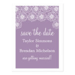 Whimsical Daisies Save the Date Postcard, Lilac