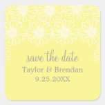 Whimsical Daisies Save the Date Stickers, Yellow