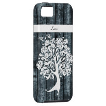 Whimsical Dancing Tree Blue Wood Personalised