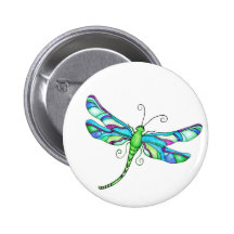 Whimsical Dragonflies Button