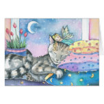 Whimsical Fairy Tabby Cat Card by Molly Harrison