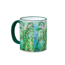 WHIMSICAL FLOURISHES bright green yellow blue Mugs