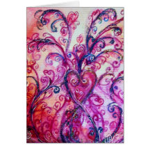 WHIMSICAL FLOURISHES bright pink purple white Greeting Card
