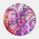WHIMSICAL FLOURISHES bright pink purple white Fridge Magnet