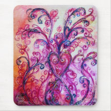WHIMSICAL FLOURISHES bright pink purple white Mouse Pad