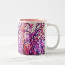 WHIMSICAL FLOURISHES bright pink purple white Mugs