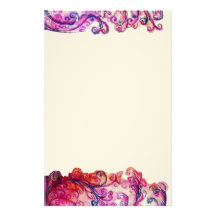 WHIMSICAL FLOURISHES bright pink red purple felt Custom Stationery