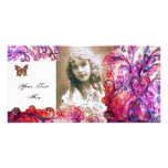 WHIMSICAL FLOURISHES bright red ,pink white purple photo cards