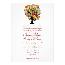 Whimsical Flower Tree Wedding Invitations