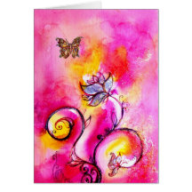 WHIMSICAL FLOWERS  AND BUTTERFLIES CARD