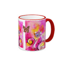 WHIMSICAL FLOWERS  AND BUTTERFLIES COFFEE MUG