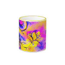 WHIMSICAL FLOWERS  AND BUTTERFLIES COFFEE MUGS