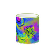 WHIMSICAL FLOWERS  AND BUTTERFLIES COFFEE MUGS